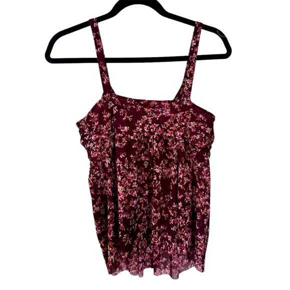 Express burgundy floral tank top in women’s size medium - Picture 5 of 6